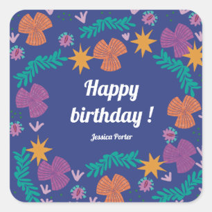 Joyeux anniversaire autocollant bleu moderne perso