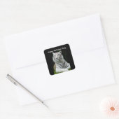 Joyeux Anniversaire Autocollant Carré Tigre Blanc (Enveloppe)