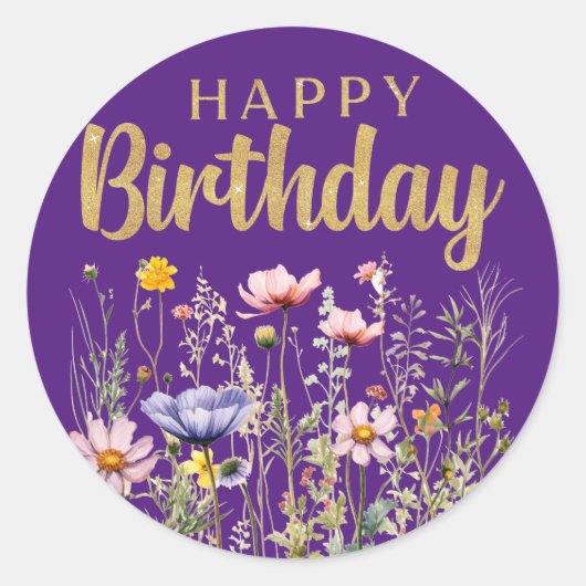 Joyeux Anniversaire Autocollant Simple Classique F (Devant)