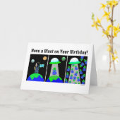 Joyeux anniversaire avec Aliens! carte de Jo Image (Fleur jaune)