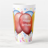 Joyeux Anniversaire avec Ballons Mug Latte (Devant)