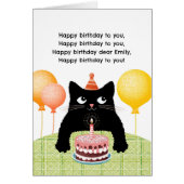Joyeux anniversaire avec chat, gâteau et bougie (Devant)