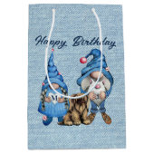 Joyeux Anniversaire Avec Gnomes Grand Sac Cadeau (Devant)