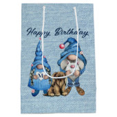 Joyeux Anniversaire Avec Gnomes Grand Sac Cadeau (Dos)