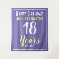 Joyeux Anniversaire avec Nom & Âge 18 Ans Tenture