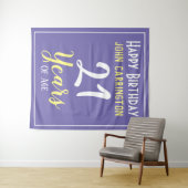 Joyeux Anniversaire avec Nom & Âge 21 Ans Tenture (En situation (horizontale))