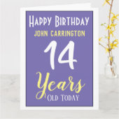 Joyeux anniversaire avec nom et 14 ans Carte (Fleur jaune)