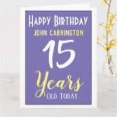 Joyeux anniversaire avec nom et 15 ans Carte (Fleur jaune)