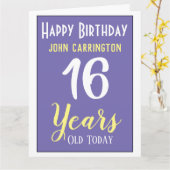 Joyeux anniversaire avec nom et 16 ans Carte (Fleur jaune)