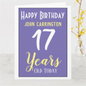Joyeux anniversaire avec nom et 17 ans Carte (Fleur jaune)