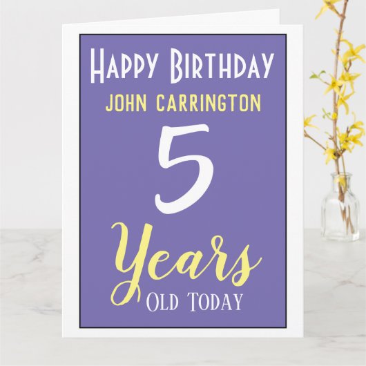 Joyeux anniversaire avec nom et 5 ans Carte (Fleur jaune)