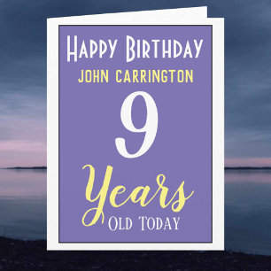 Joyeux anniversaire avec nom et 9 ans Carte