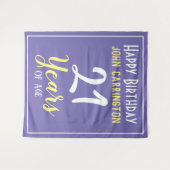 Joyeux Anniversaire avec Nom et Âge 21 Ans Tenture (Devant (Horizontal))