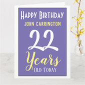 Joyeux Anniversaire avec nom et âge 22 ans Carte (Fleur jaune)