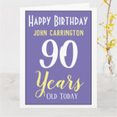 Joyeux anniversaire avec nom et âge 90 ans Carte (Fleur jaune)
