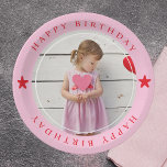 Joyeux Anniversaire Avec Photo<br><div class="desc">Célébrez votre journée spéciale avec style grâce à nos assiettes personnalisables "Joyeux anniversaire avec photo" ! Ces assiettes sont parfaites pour ajouter une touche personnelle à votre fête d'anniversaire. Téléchargez simplement votre photo préférée, et nous créerons un design unique et mémorable pour vous. Fabriqués avec du papier robuste et de...</div>