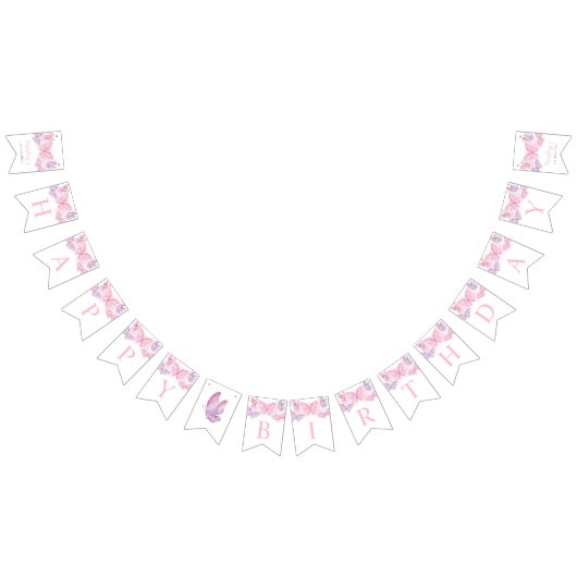 Joyeux Anniversaire Bannière Girls Butterfly Bunti (Tout)