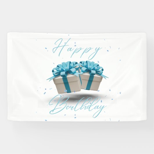 Joyeux Anniversaire Bébé Bleu Banderole Vinyle 2.5 (Horizontal)