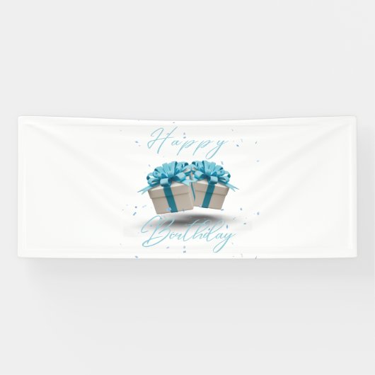 Joyeux Anniversaire Bébé Bleu Bannière Vinyle 2.5x (Horizontal)