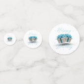 Joyeux Anniversaire Bébé Table Bleue Confetti (Derrière)