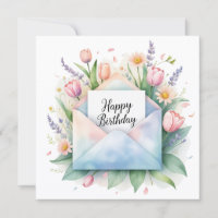 Joyeux anniversaire & belles fleurs. Carte de vœux