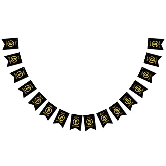 Joyeux Anniversaire Bitcoin Or Bunting Bannière (Tout)