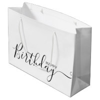 Joyeux Anniversaire Blanc Noir Elégant Grand Sac C