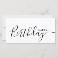 Joyeux Anniversaire Blanc Noir moderne Carte Plat