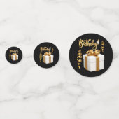 Joyeux Anniversaire Blanc Table Or Confetti (Derrière)