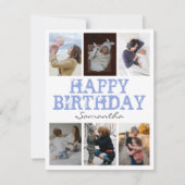 Joyeux Anniversaire Bleu 6 Photo Collage Carte de  (Devant)