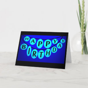 Joyeux Anniversaire bleu bulles célébrant la carte
