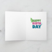 Joyeux anniversaire bleu/rose/vert carte papillon (Intérieur)