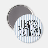 Joyeux Anniversaire Blue Stripes Magnet (Recto/Verso)