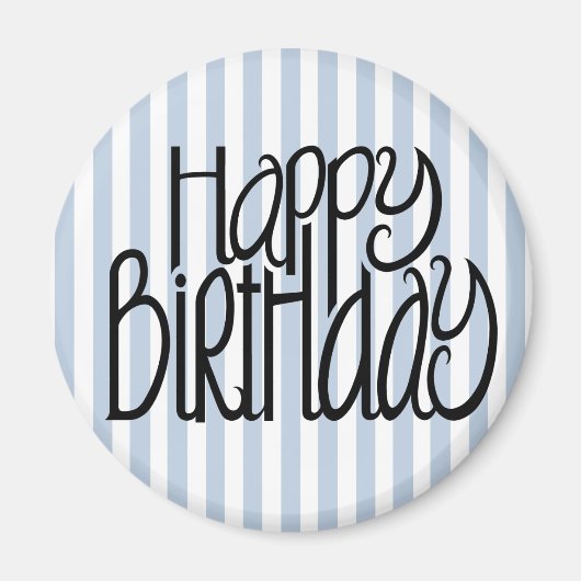 Joyeux Anniversaire Blue Stripes Magnet (Devant)