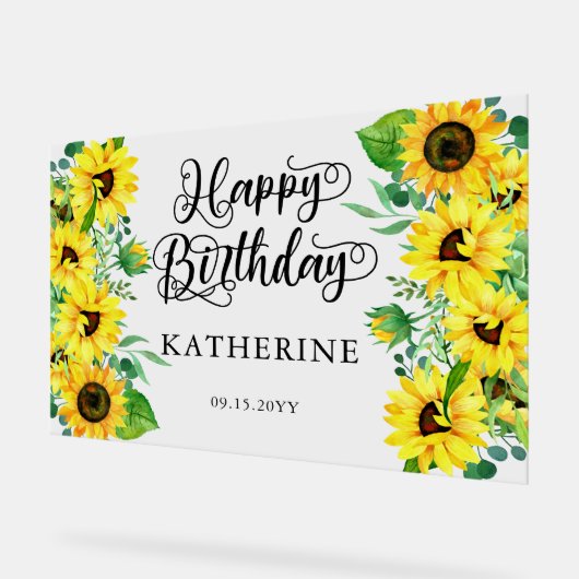 Joyeux Anniversaire Boho Sunflowers | Eucalyptus P (Angle)