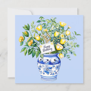 Joyeux anniversaire & bouquet de fleurs Carte de v