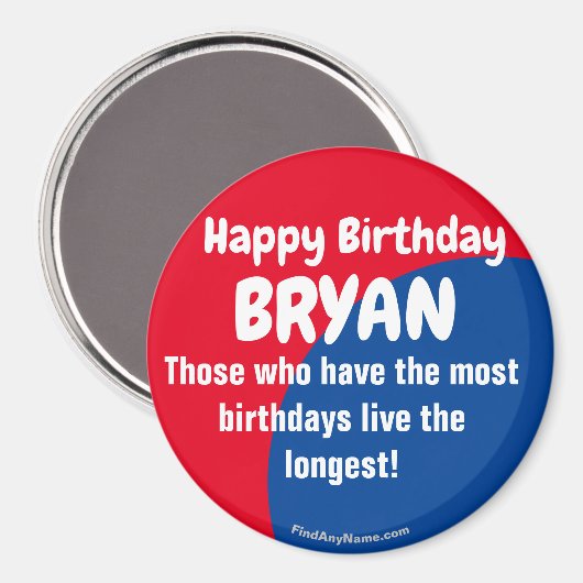 Joyeux anniversaire BRYAN Magnet (Recto/Verso)