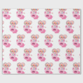 Joyeux Anniversaire Cadeau Papier Papier Pig Rose (Plat)
