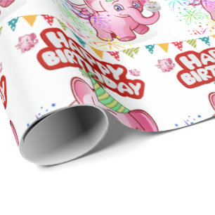 Joyeux Anniversaire Cadeau Papier Papier Pig Rose