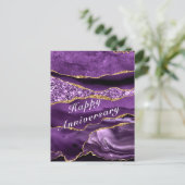 Joyeux Anniversaire Carte Agate Purple Gold Marble (Debout devant)