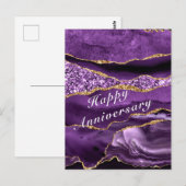 Joyeux Anniversaire Carte Agate Purple Gold Marble (Devant / Derrière)