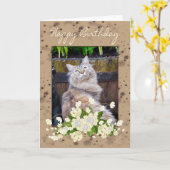 Joyeux Anniversaire, Carte Anniversaire Avec Chat, (Fleur jaune)