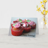 Joyeux anniversaire ! Carte avec muffins (Fleur jaune)