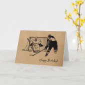 Joyeux anniversaire ! Carte de hockey - Femme (Fleur jaune)