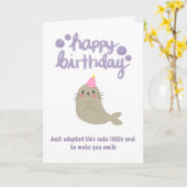 Joyeux Anniversaire Carte de Phoque Mignon (Fleur jaune)