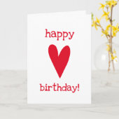 Joyeux Anniversaire ! Carte de vœux Cœur Rouge (Fleur jaune)