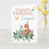 Joyeux anniversaire | Carte Dinosaur (Fleur jaune)