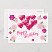 Joyeux anniversaire ! Carte d'invitation Décor flo (Devant / Derrière)