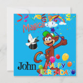 Joyeux Anniversaire Carte d'Invitation Singe Ballo (Devant)