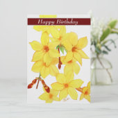 Joyeux Anniversaire Carte Fleur Jaune Jasmin (Debout devant)